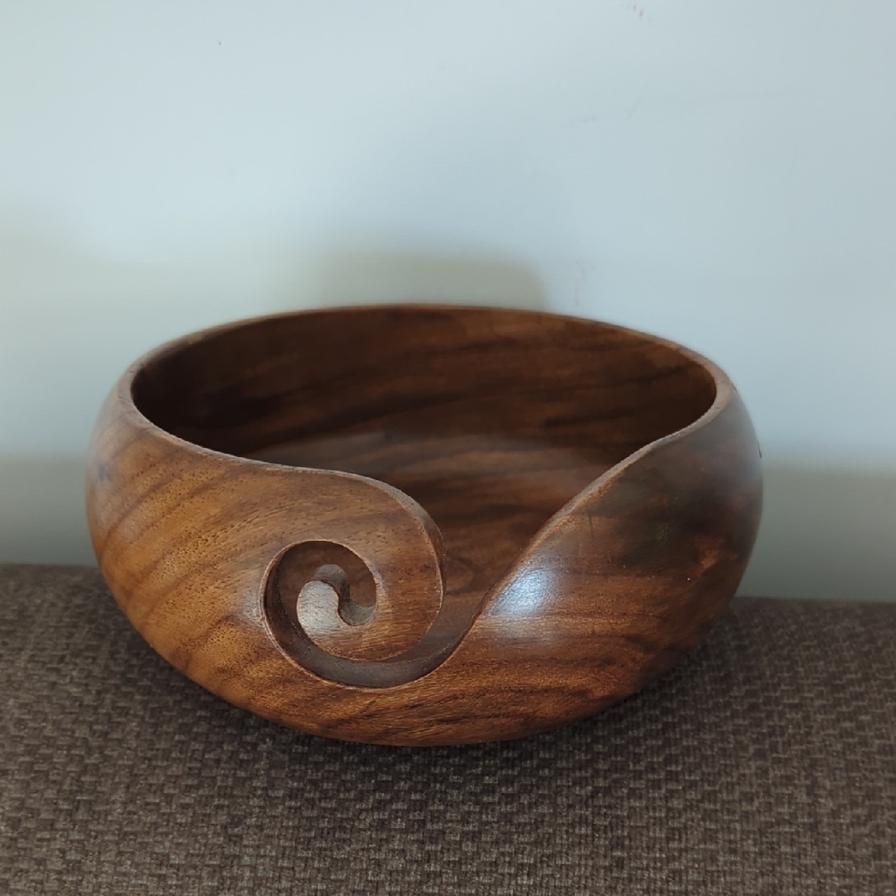 Darn Good Teak Yarn Bowl